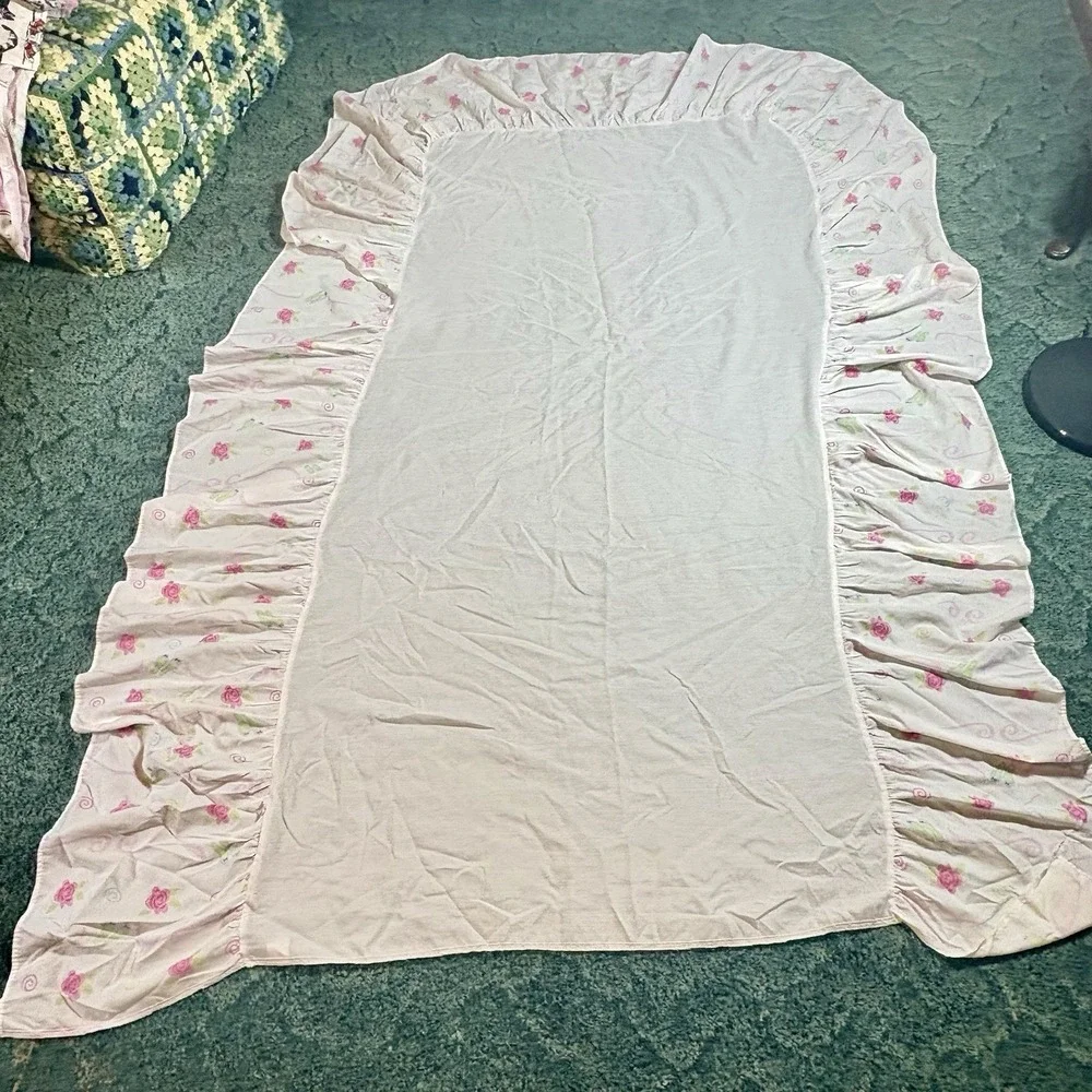 Barbie Twin Size Flat Sheet Skirt Curtain Panels Pillowcase VTG 1995